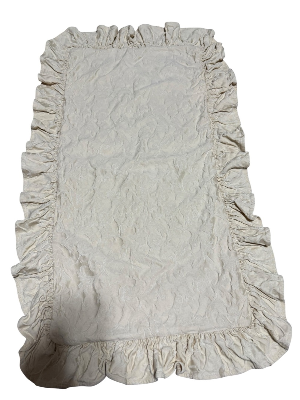Vtg Ralph Lauren Pillow Sham Ruffles Textured Jacquard Floral Pattern Cream King - Picture 2 of 10